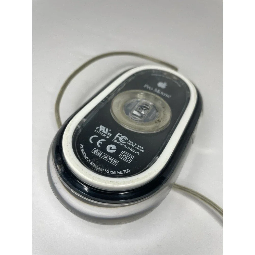 Vintage Apple Pro Mouse M5769 Black Clear USB Wired Optical Tested
